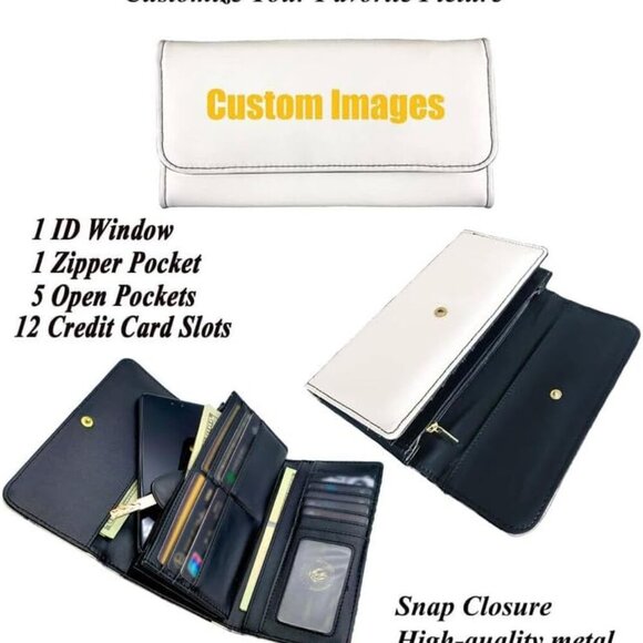 Women PU Leather Long Wallet Multi Slot Card Holder Zipper Coin Pocket - Picture 7 of 7